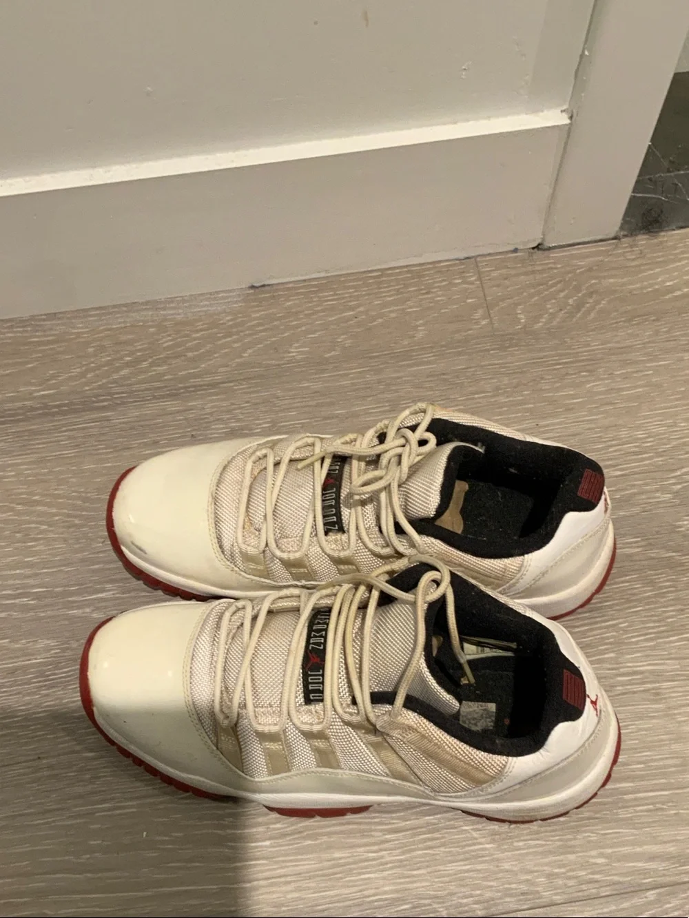 Jordan Low-Top Sneakers in White, Black & Red